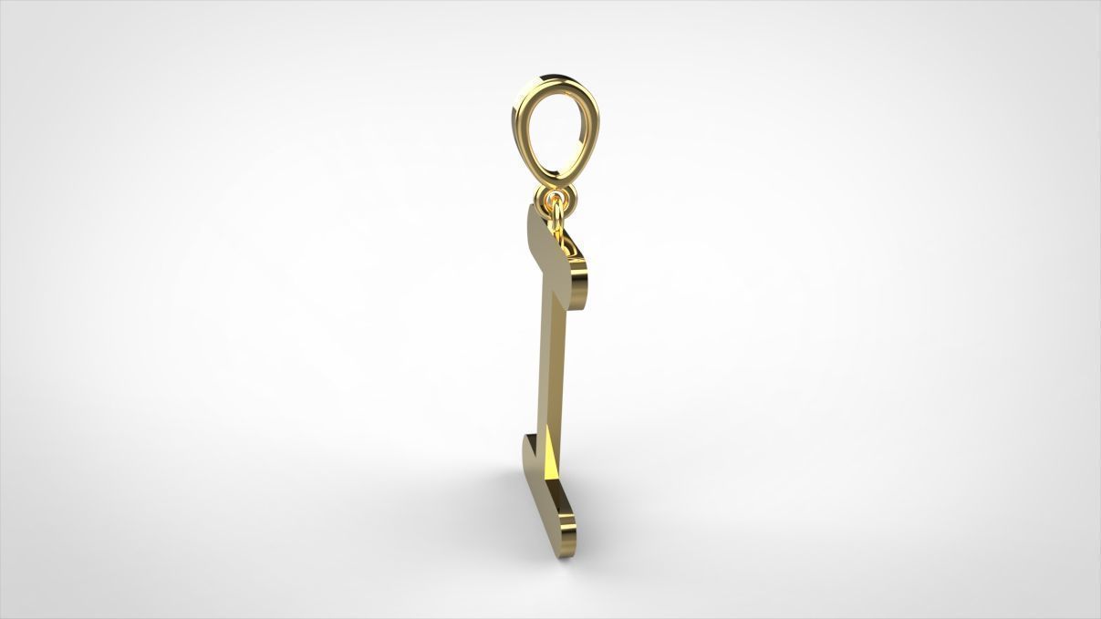 pendant alphabet courier I medium 3D print model_10