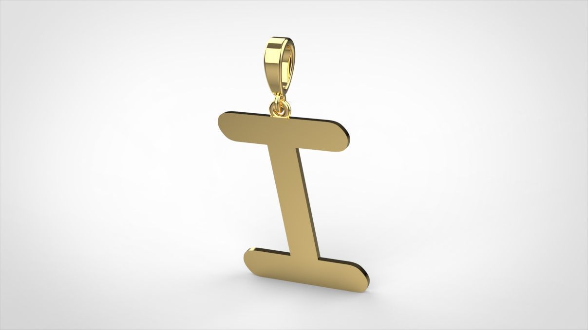 pendant alphabet courier I medium 3D print model_2
