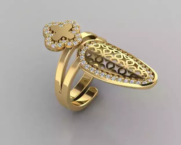 Rings 3D gold ring with diamonds