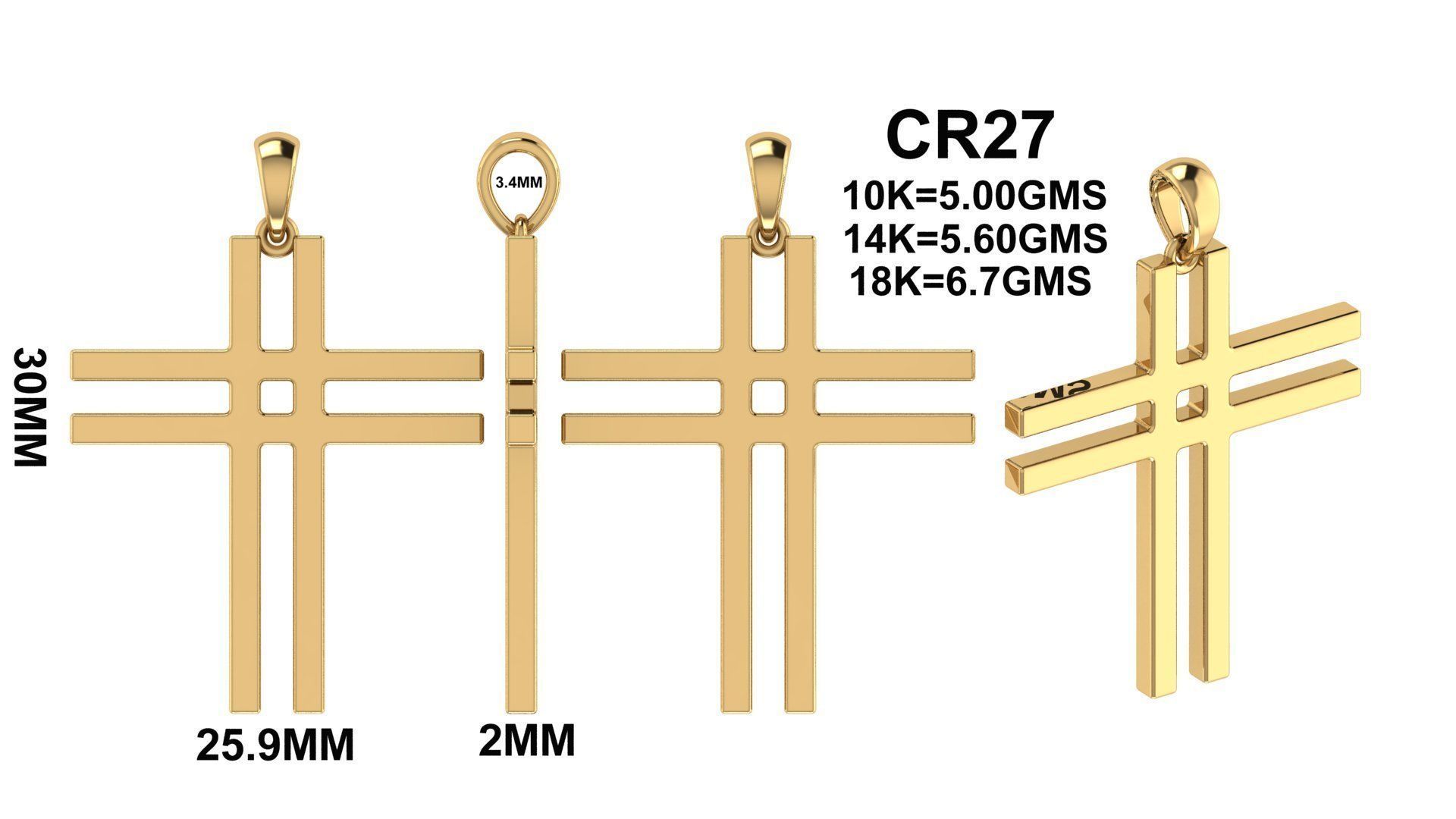 CROSS PENDANT CR27 3D print model_2