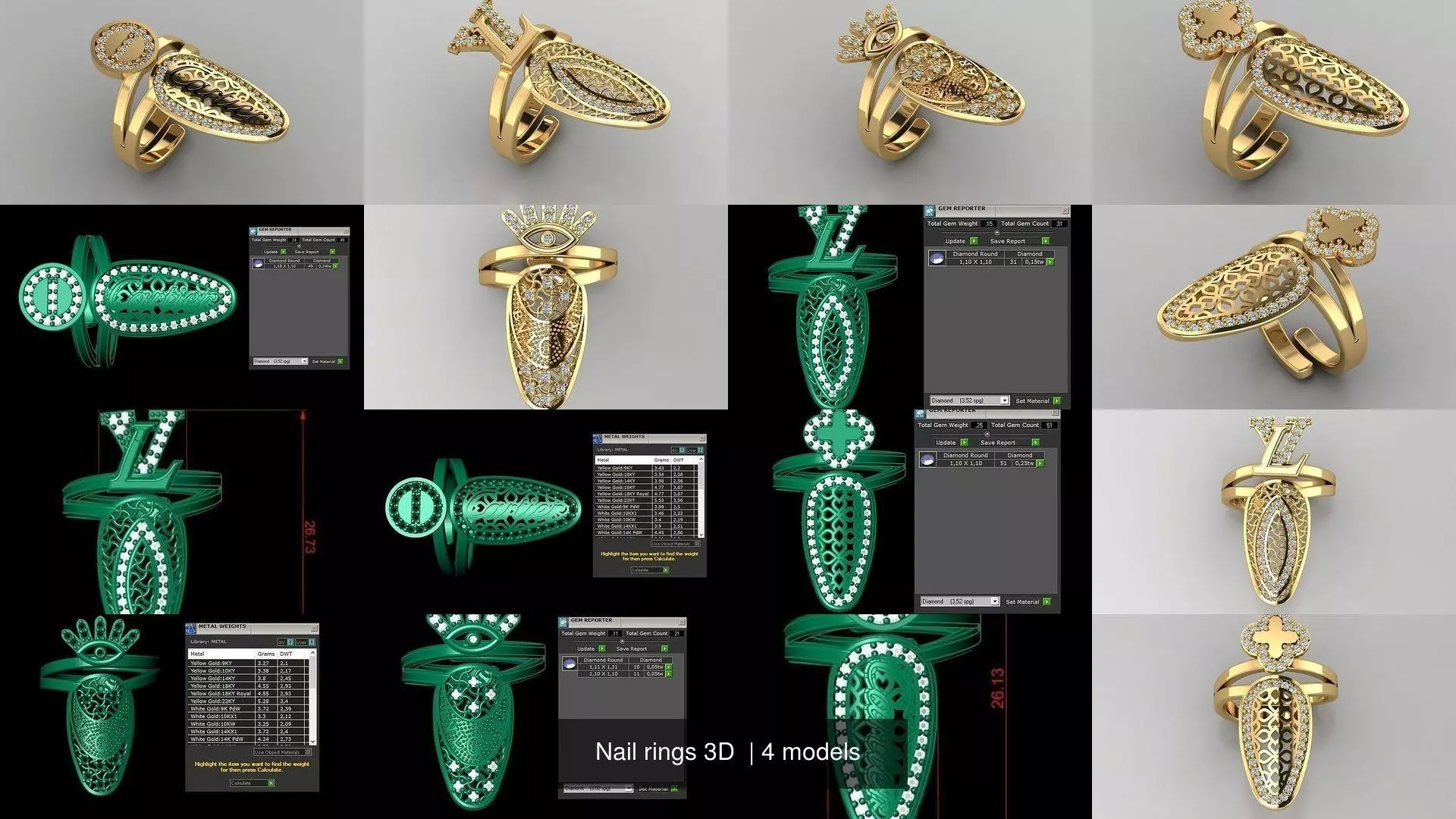 Nail rings 3D  3D Model Collection_0