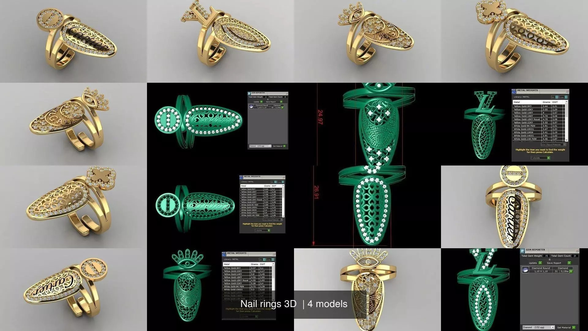 Nail rings 3D  3D Model Collection_1