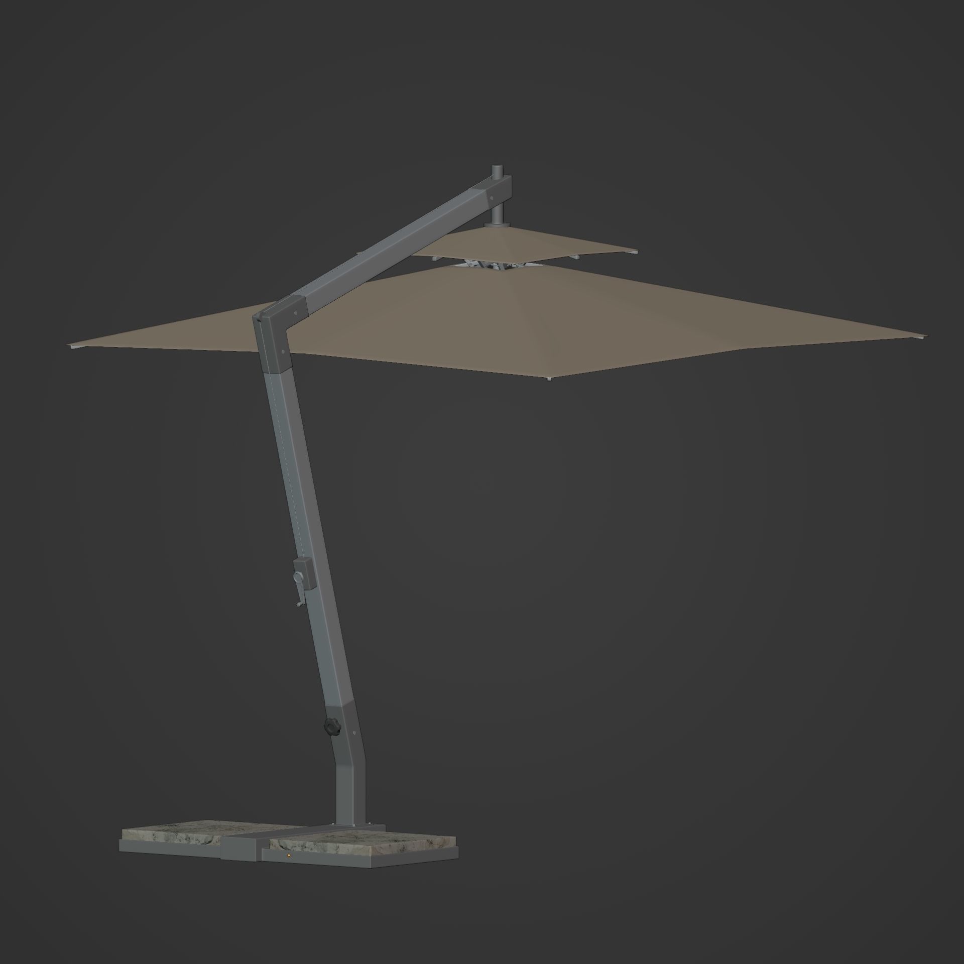 Patio Umbrella Low-poly 3D model_5