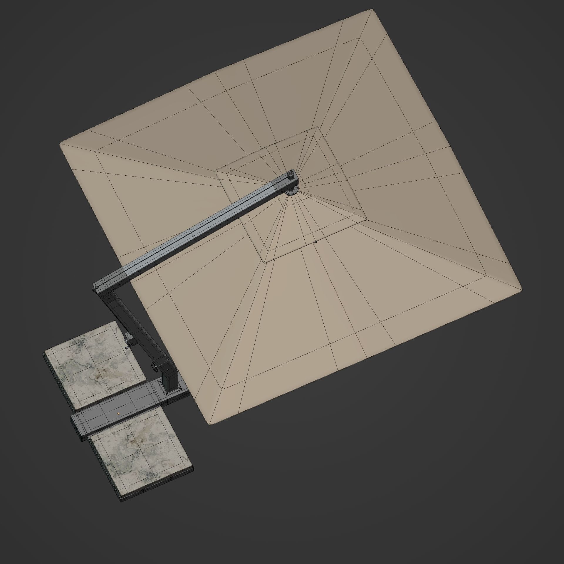 Patio Umbrella Low-poly 3D model_10