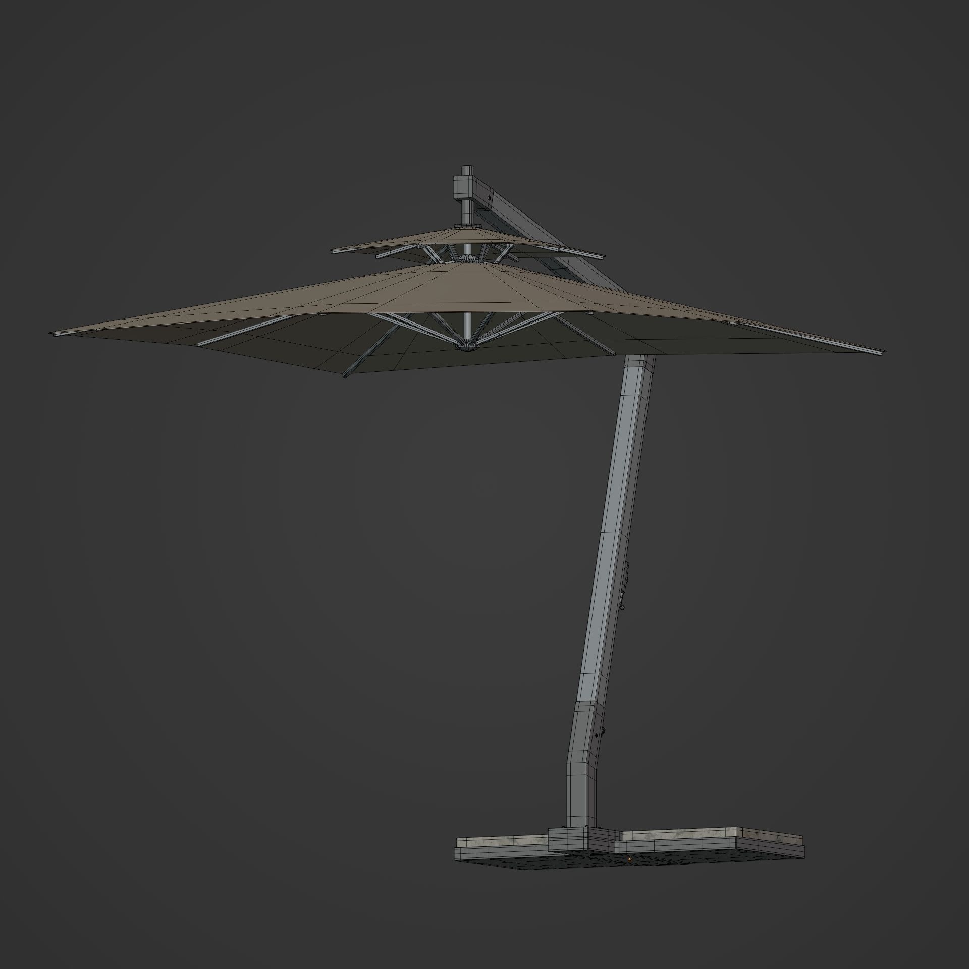 Patio Umbrella Low-poly 3D model_8