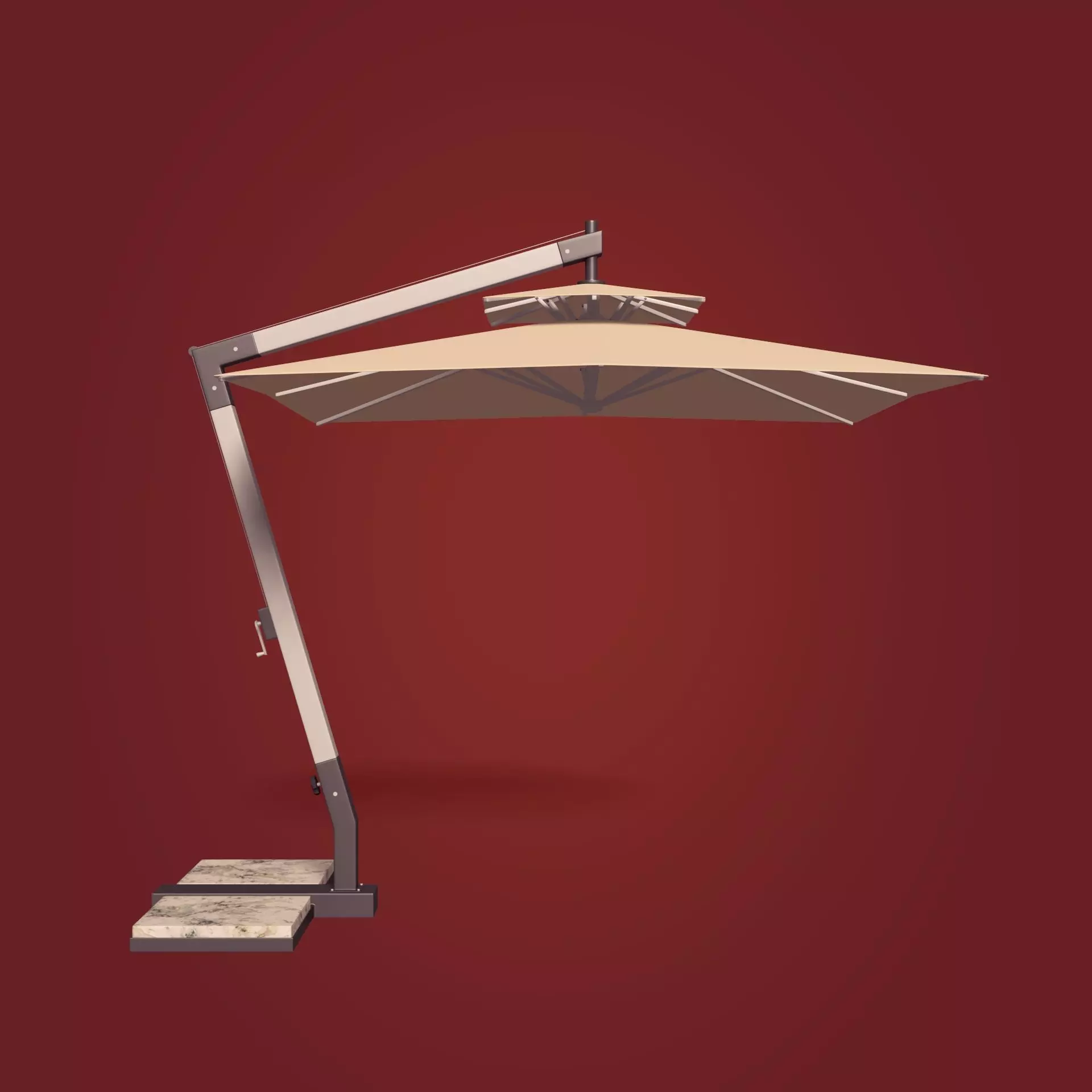Patio Umbrella Low-poly 3D model_0