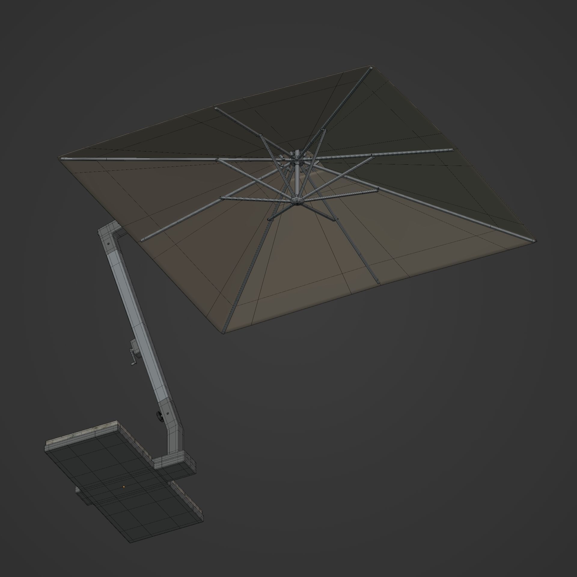 Patio Umbrella Low-poly 3D model_14