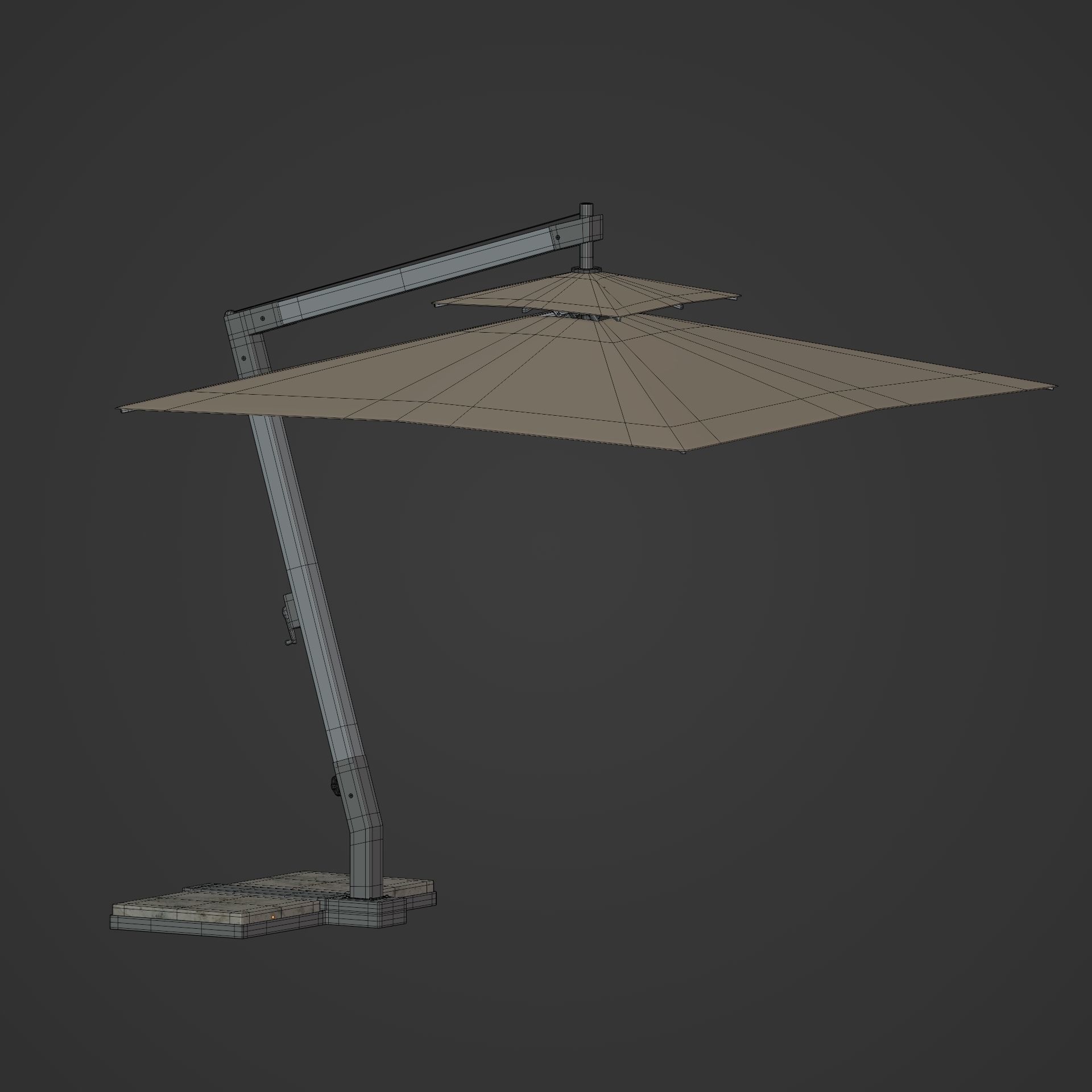 Patio Umbrella Low-poly 3D model_4