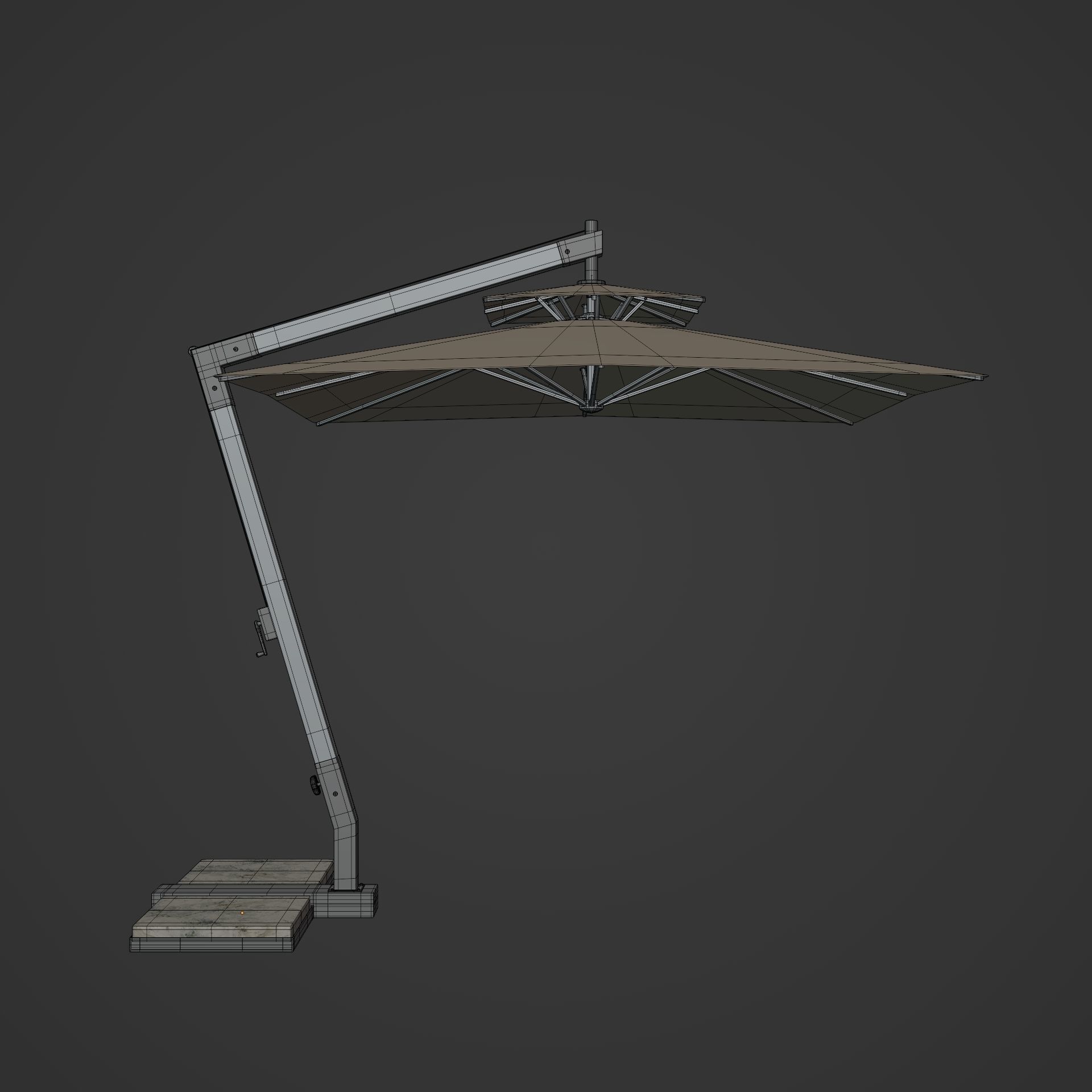 Patio Umbrella Low-poly 3D model_2