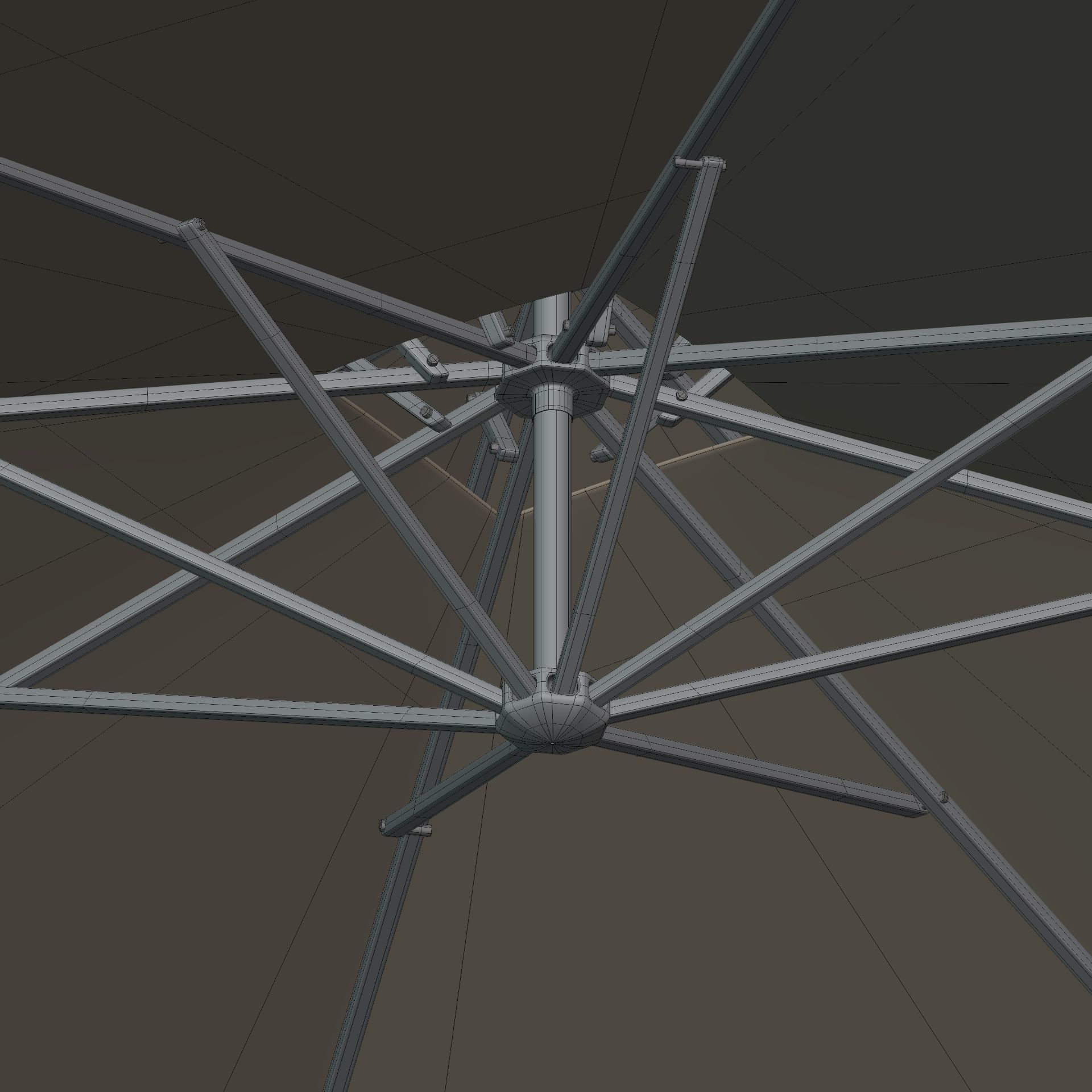 Patio Umbrella Low-poly 3D model_16