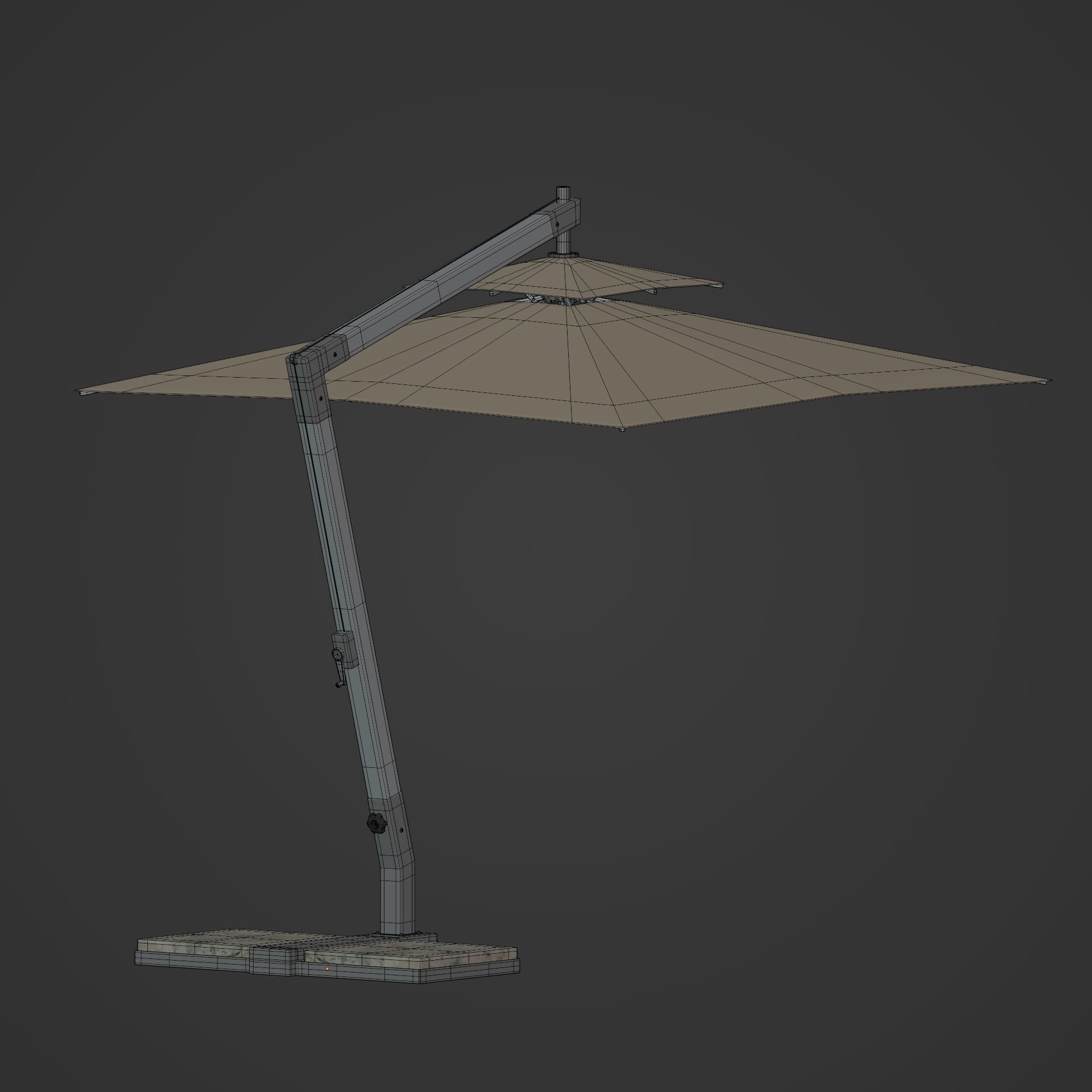 Patio Umbrella Low-poly 3D model_6