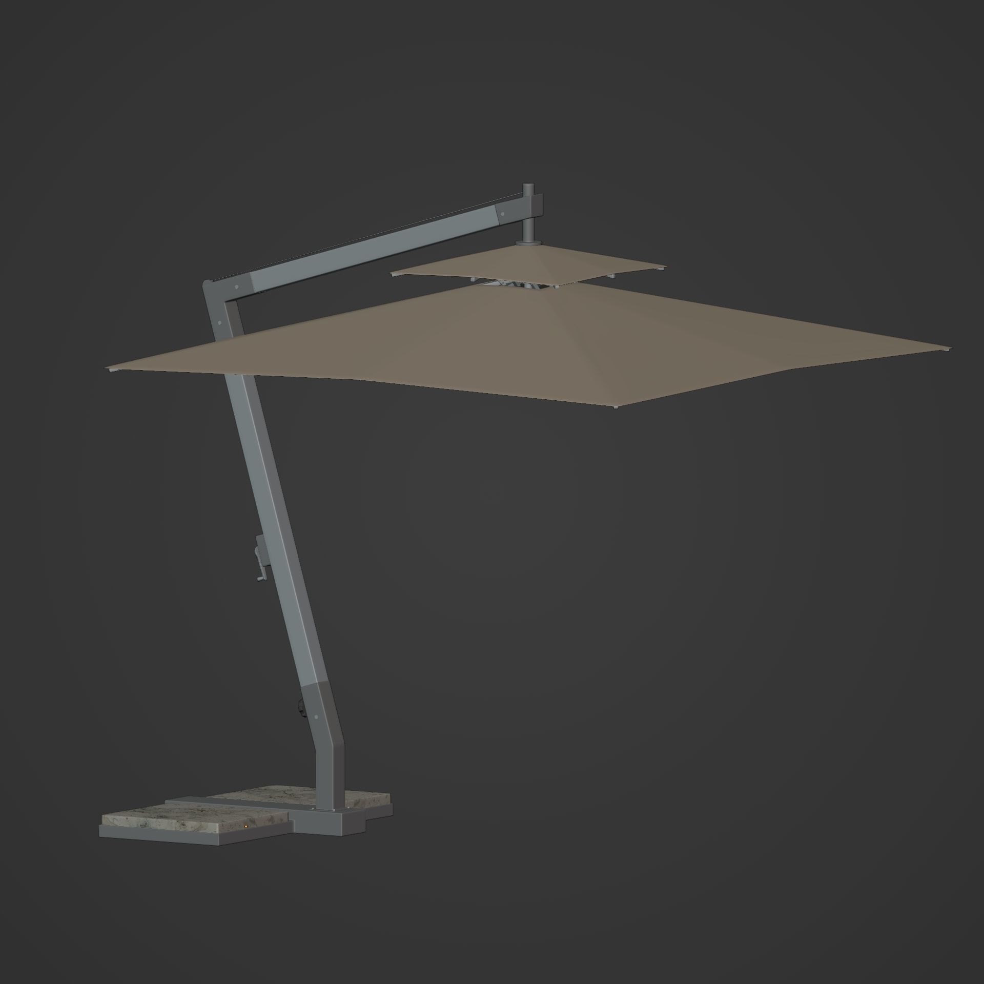 Patio Umbrella Low-poly 3D model_3