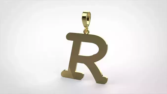 pendant alphabet courier R medium 3D print model