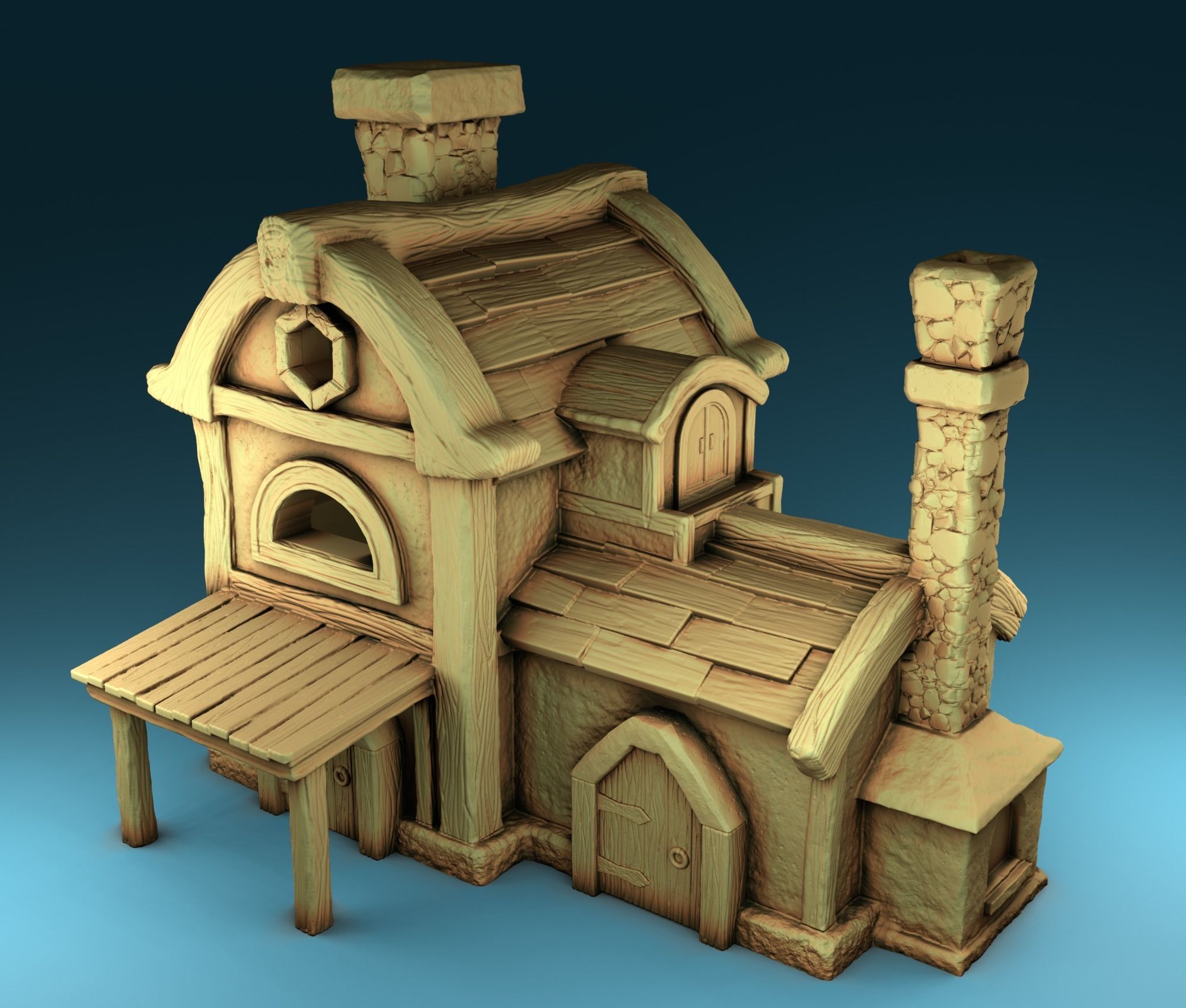 Set of cartoon houses 3D print model_2