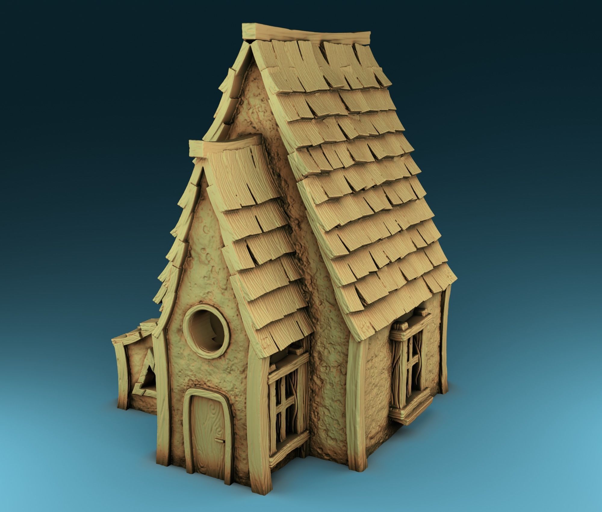 Set of cartoon houses 3D print model_4