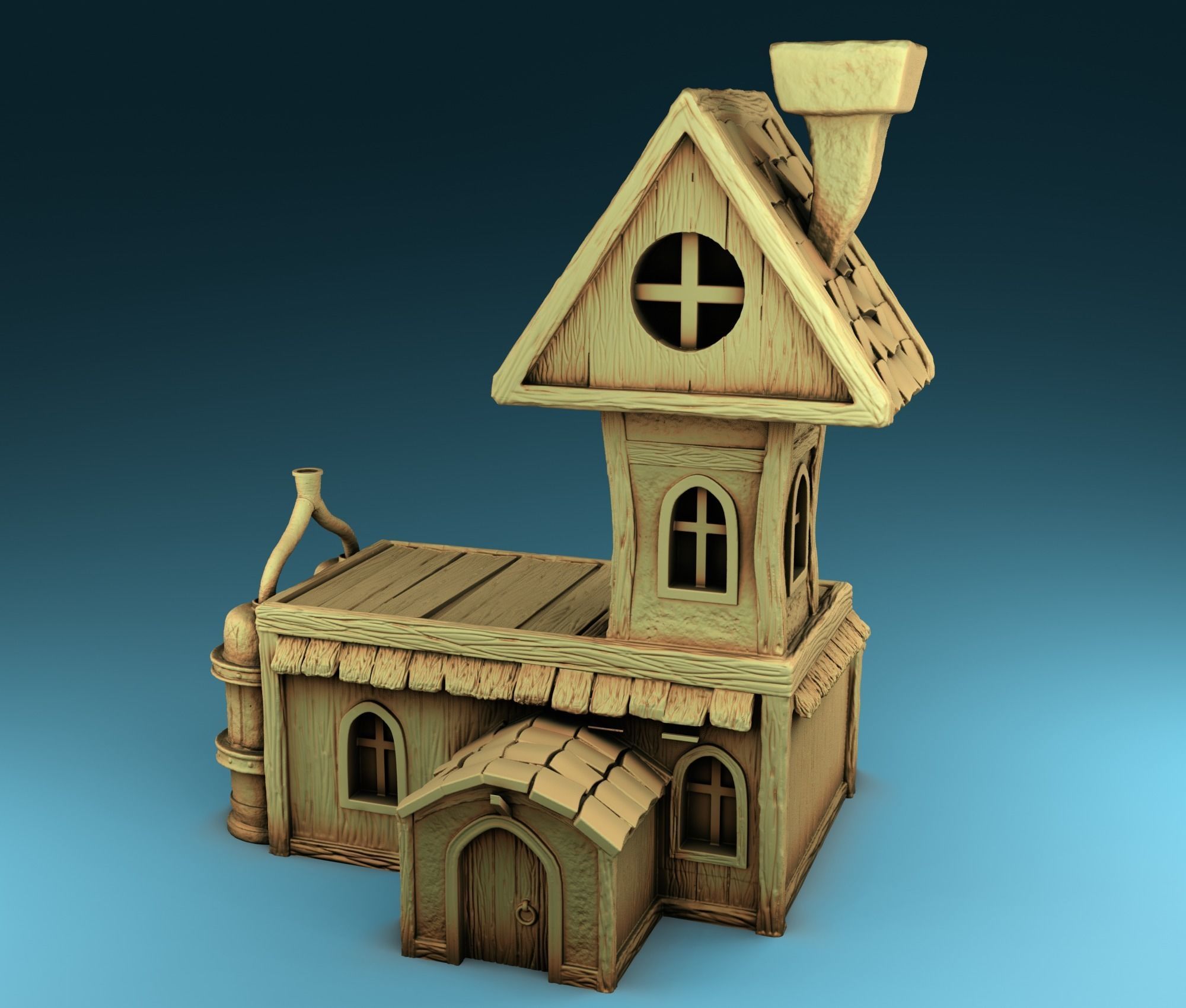 Set of cartoon houses 3D print model_3