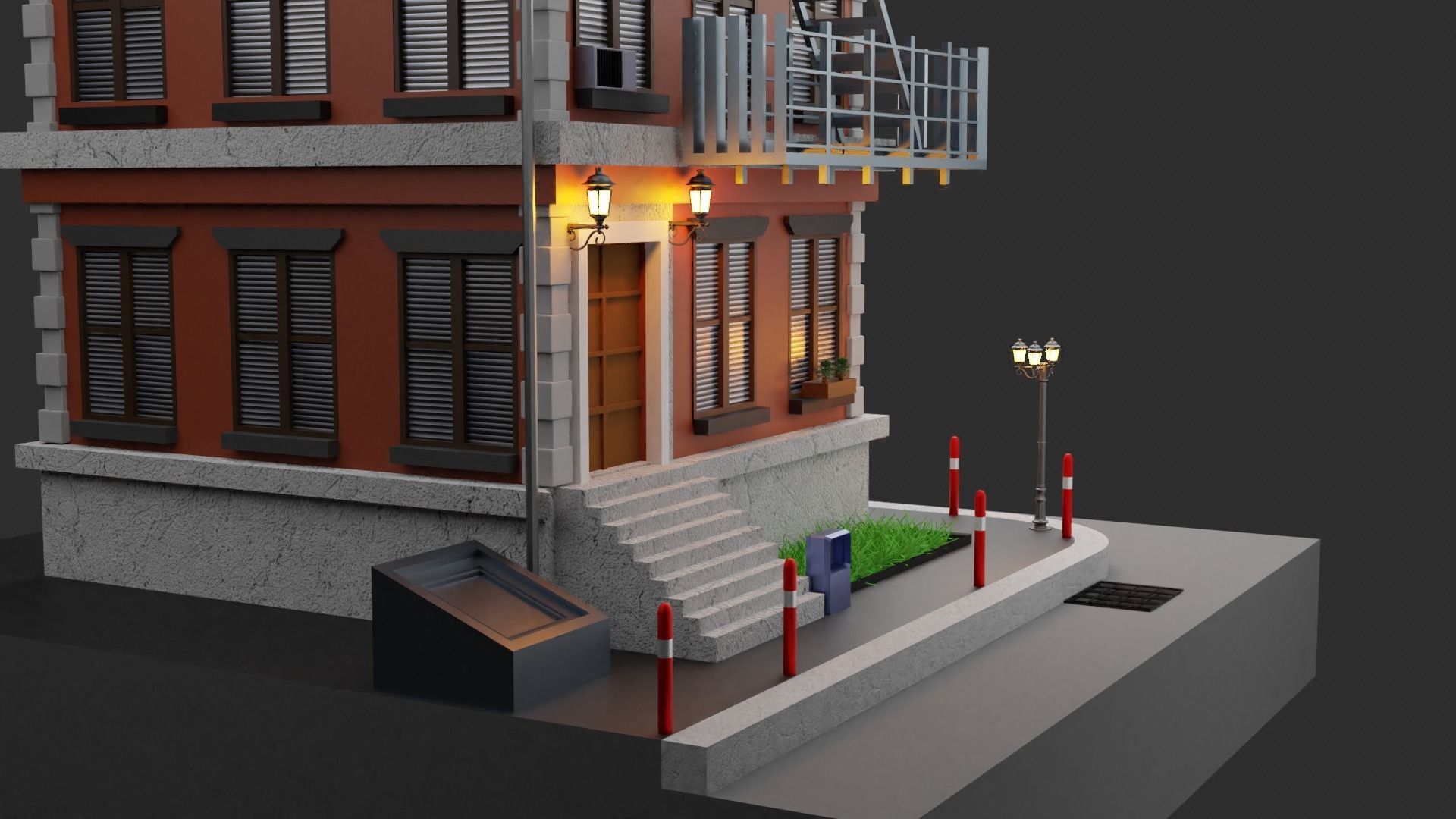 low poly buillding house Low-poly 3D model_4