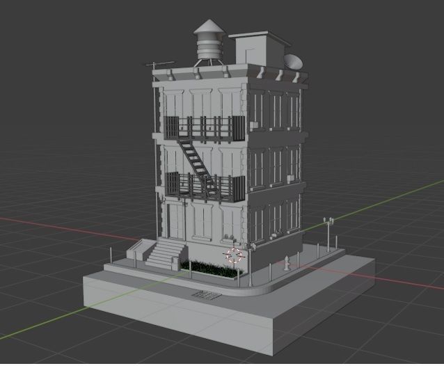 low poly buillding house Low-poly 3D model_6