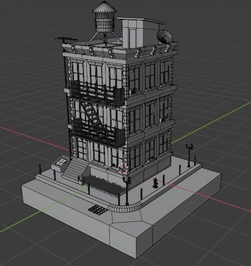 low poly buillding house Low-poly 3D model_7