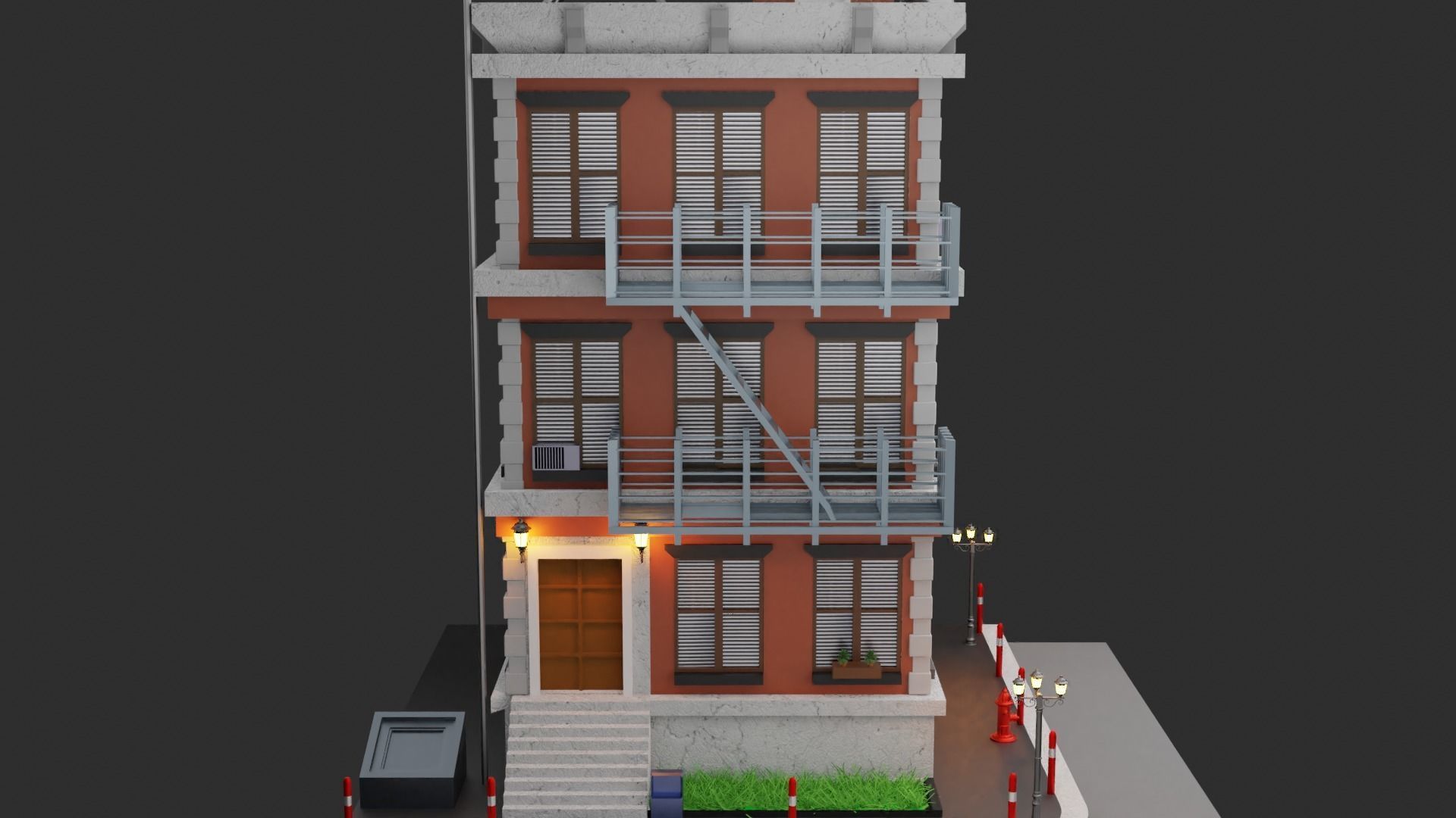 low poly buillding house Low-poly 3D model_3