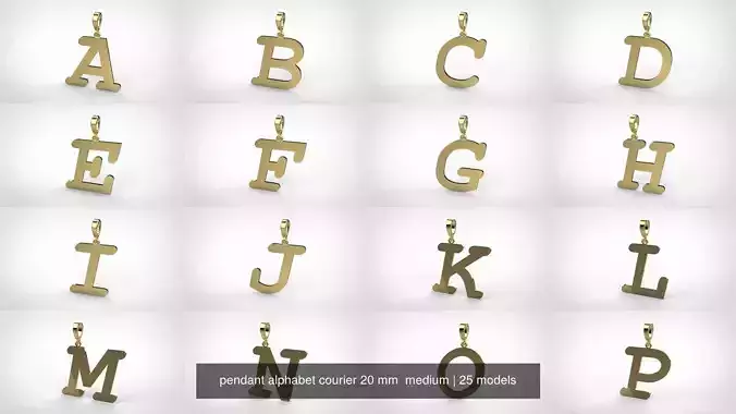 pendant alphabet courier 20 mm  medium
