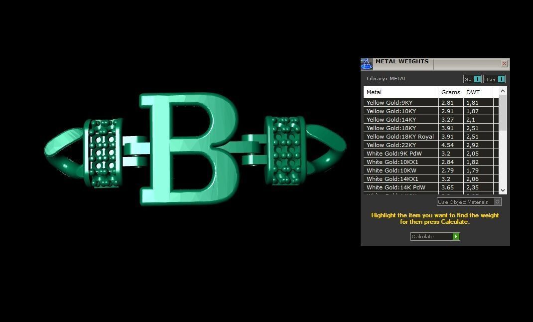 B Alphabet Bracelet 3D Model 3D print model_2