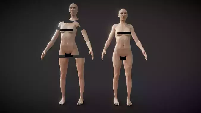 Fit Female Anatomy - Body parts base mesh
