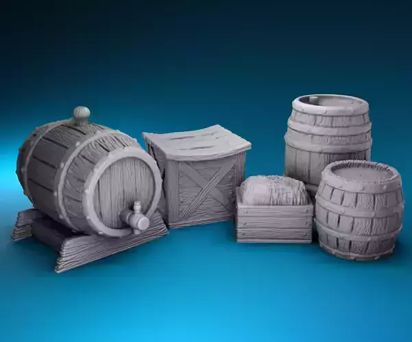 set of the interior of the village 3D print model