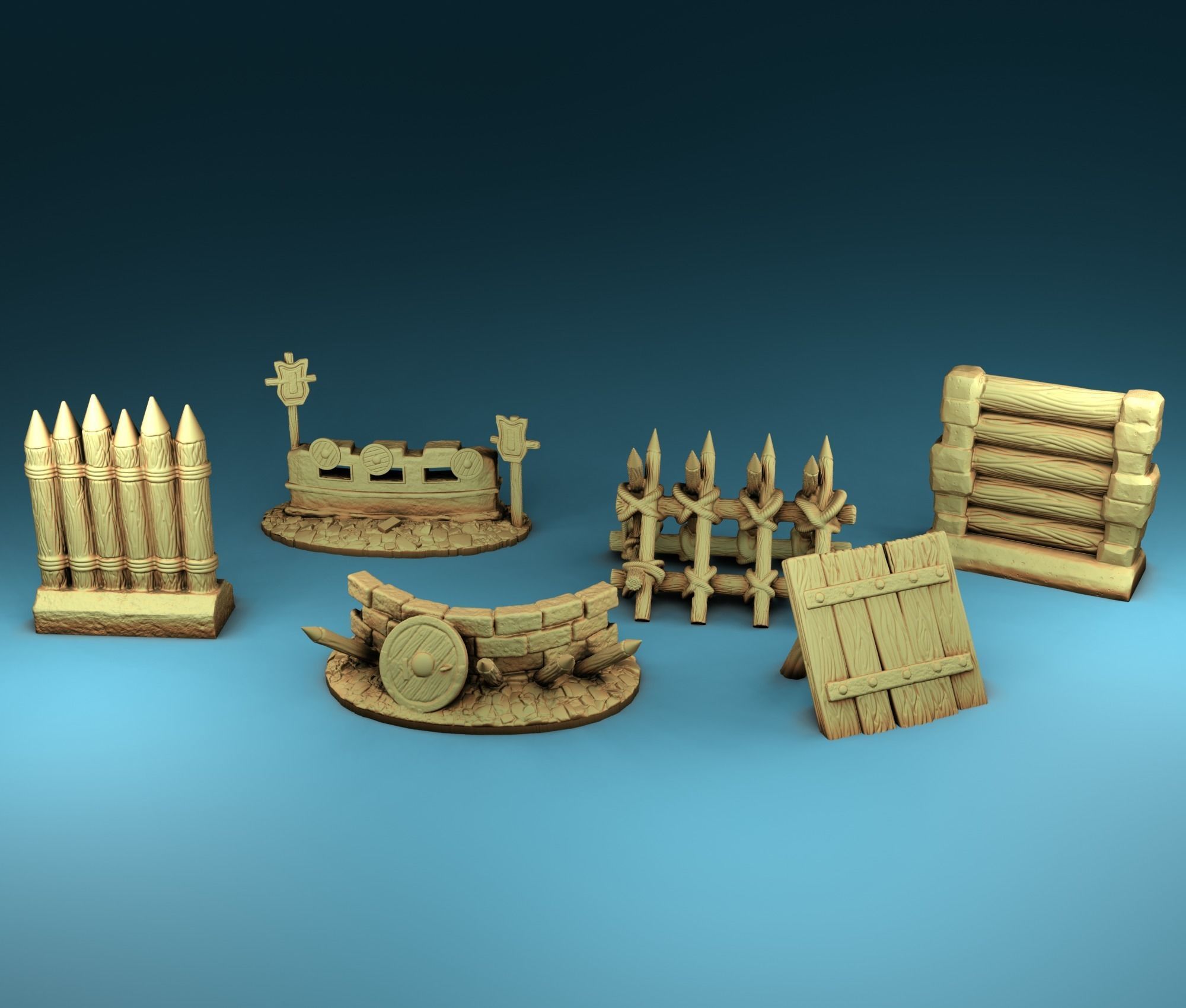 set of the interior of the village 3D print model_4