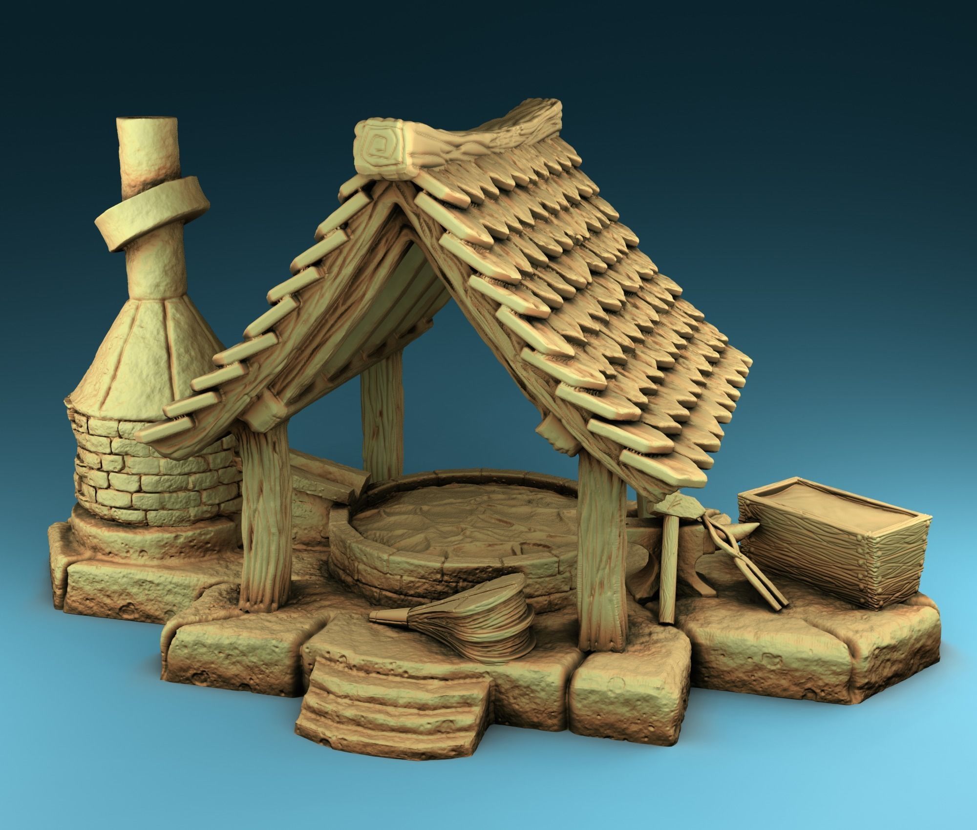 set of the interior of the village 3D print model_5