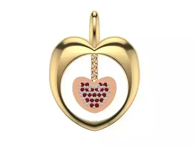 Diamond heart pendant stl verified 3D print model