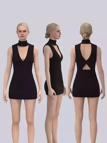 Little Black Dress With Cut Outs 3D model