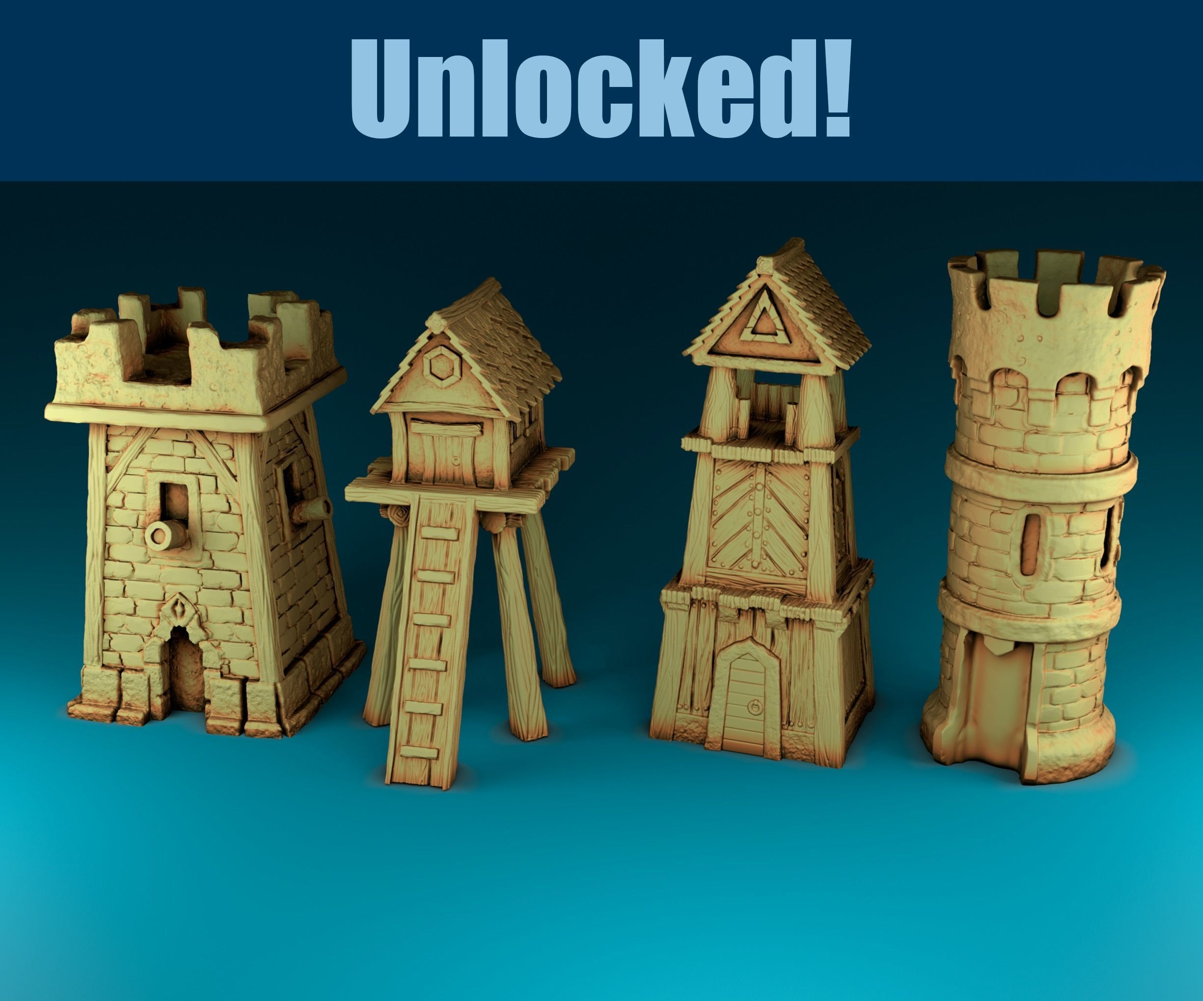 Full set interior of the village 3D print model_6