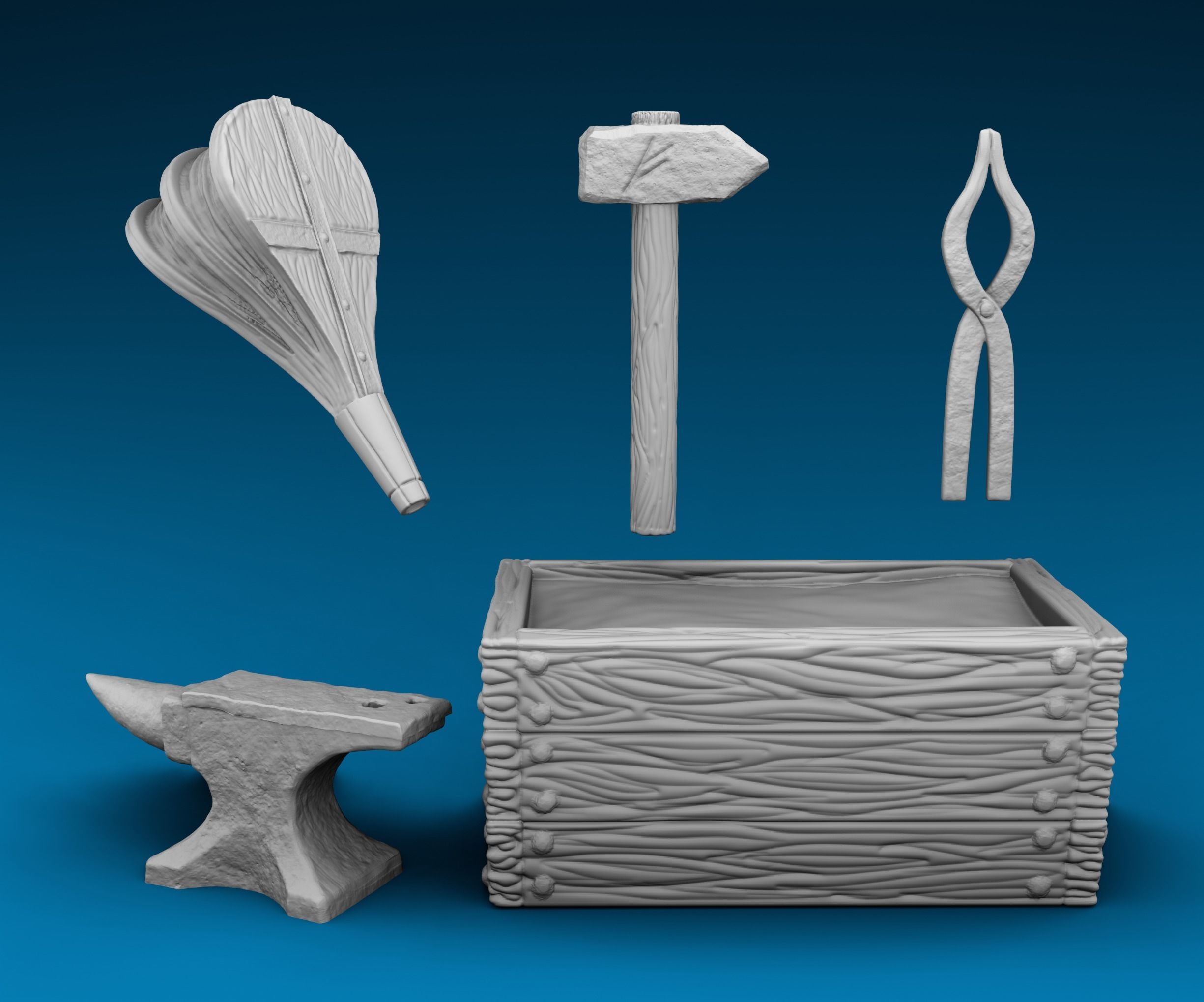 Full set interior of the village 3D print model_1