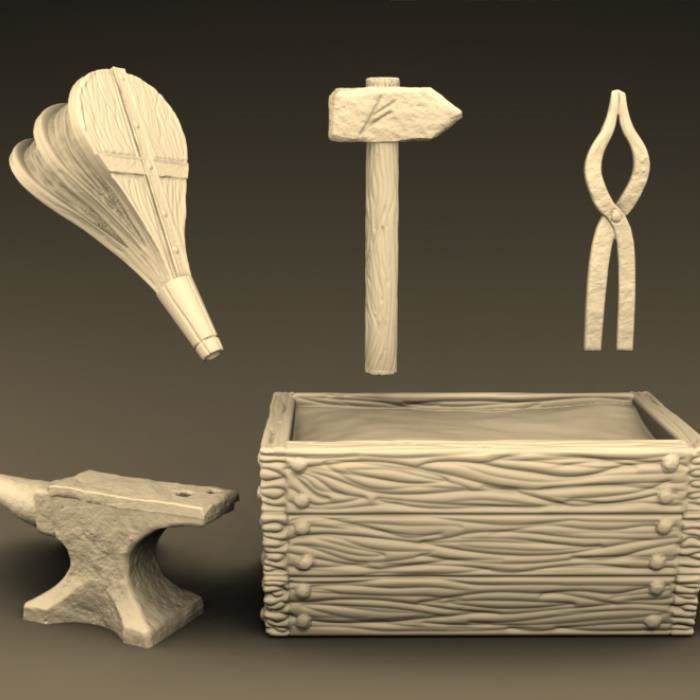 Full set interior of the village 3D print model_2