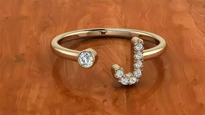 Jewelry Alphabet Ring J
