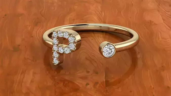 Jewelry Alphabet Ring P