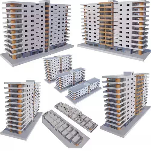 Residential Building with internal 3 3D model