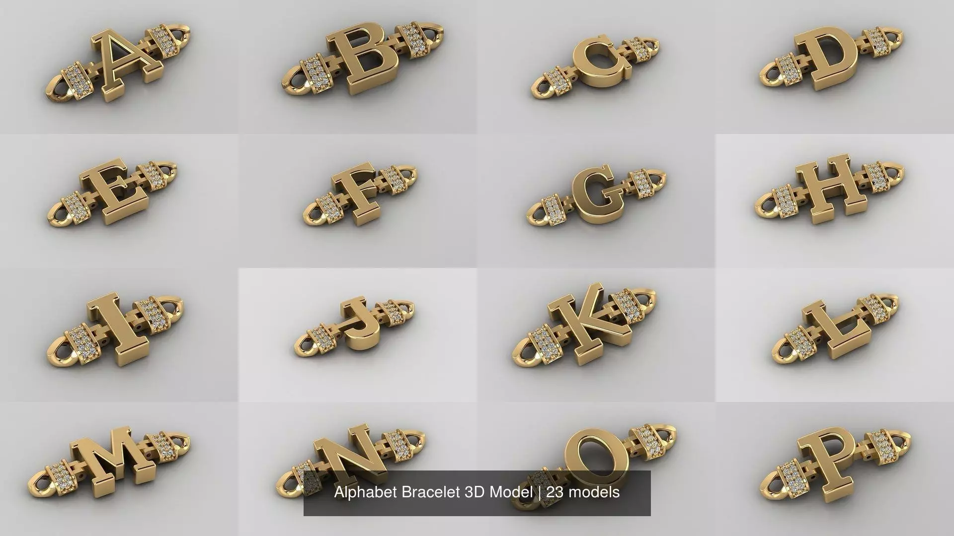  Alphabet Bracelet 3D Model 3D Model Collection_0