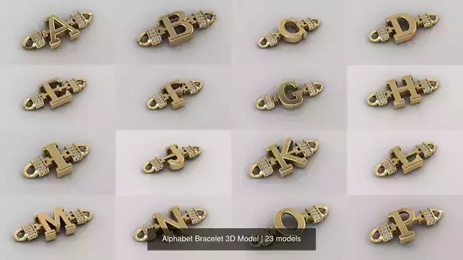  Alphabet Bracelet 3D Model 3D Model Collection