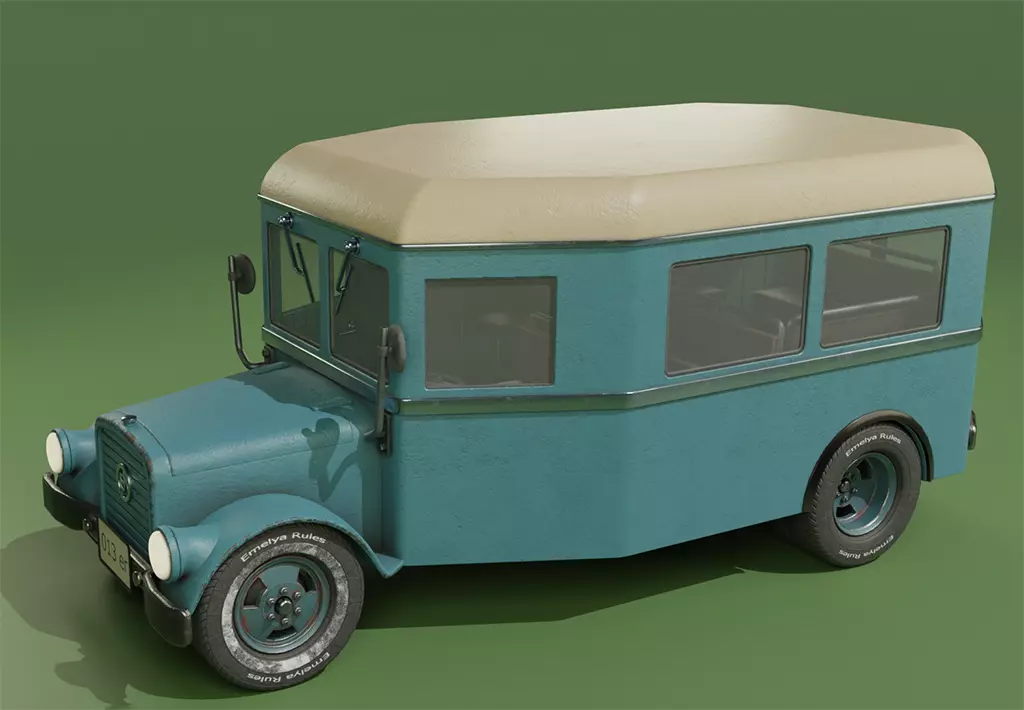 Retro Bus 55 Free low-poly 3D model