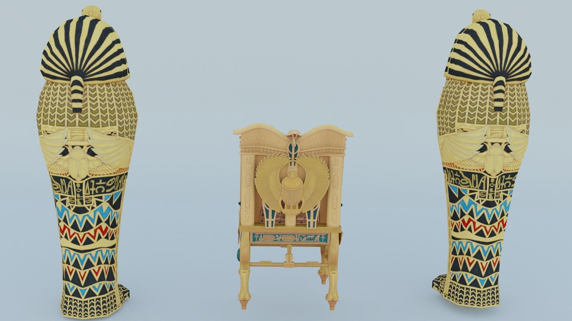 Egypt chair Tutankhamun 3D model_2