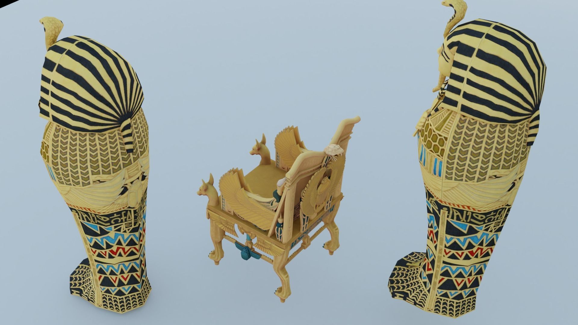 Egypt chair Tutankhamun 3D model_4