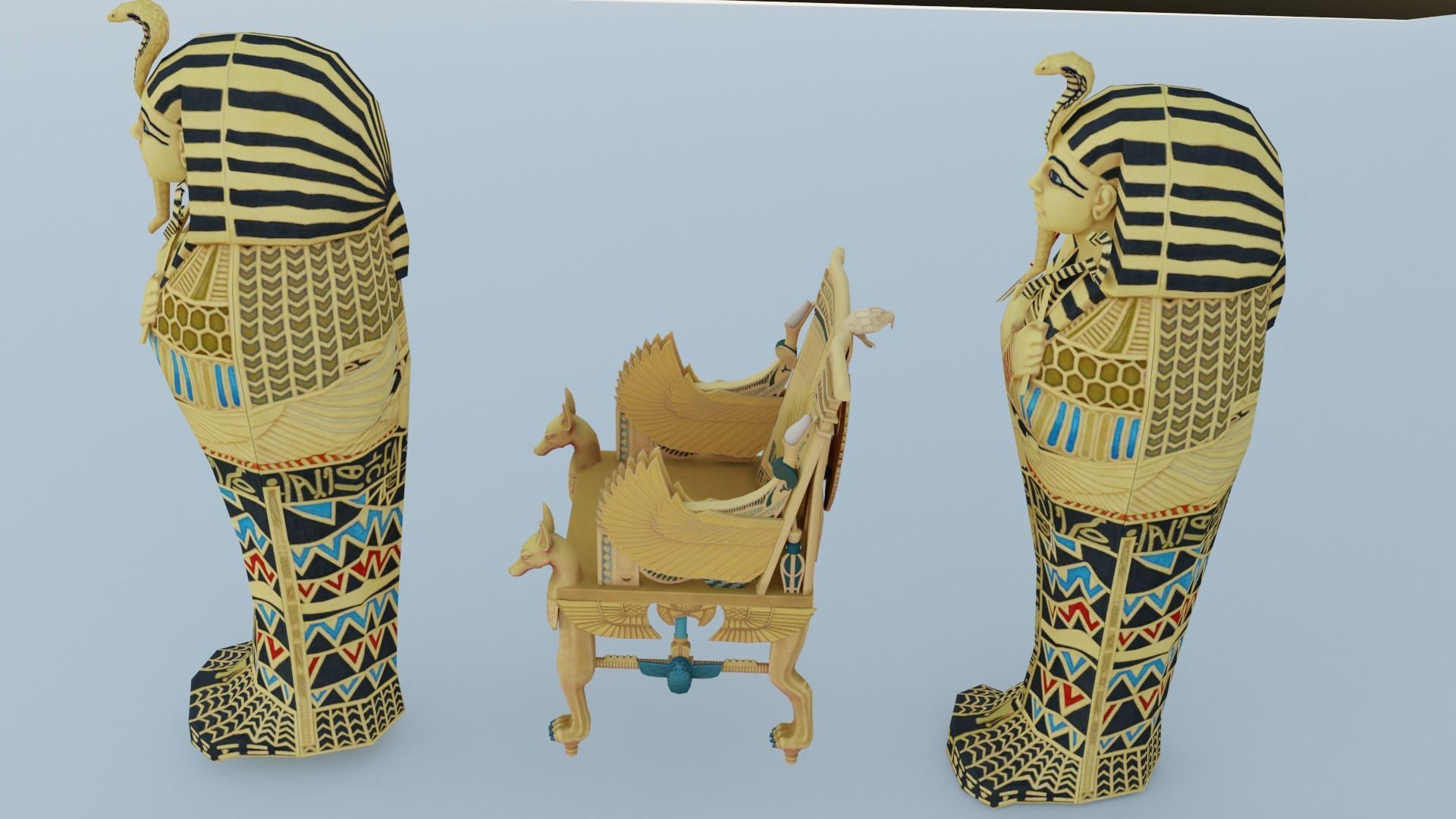 Egypt chair Tutankhamun 3D model_3