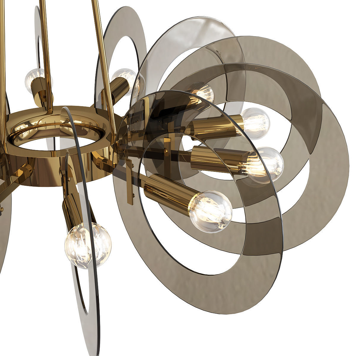  Gino Paroldo smoked glass chandelier Low-poly 3D model_1