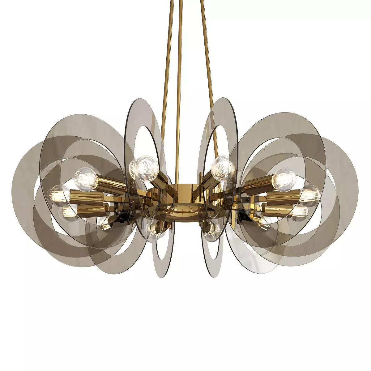  Gino Paroldo smoked glass chandelier Low-poly 3D model_0