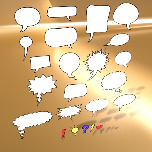 23 Speech Bubbles Collection 3D model_5