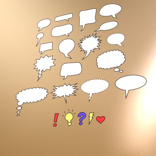 23 Speech Bubbles Collection 3D model_6