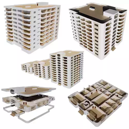 Residential Building with internal 4 3D model