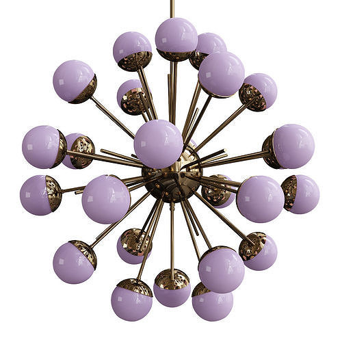  Brass Sputnik Chandelier with Lilac Low-poly 3D model